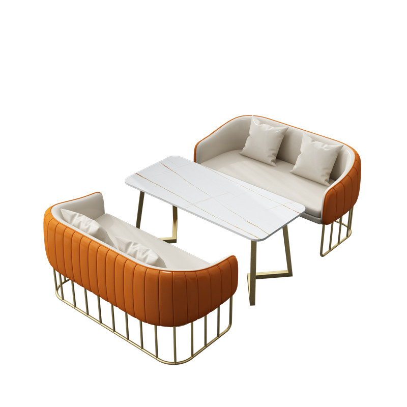 咖啡厅桌椅组合简约影楼接待洽谈双人商用休闲酒吧奶茶店卡座沙发