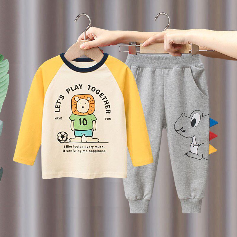男童长袖套装2024春秋季新款儿童宝宝纯棉薄款休闲T恤长裤两件套