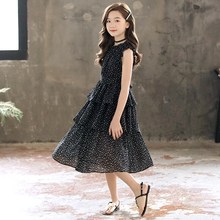 女童连衣裙夏季波点雪纺蛋糕裙2024韩版新款中大童长裙亲子裙