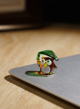 手工制作玻璃动物小摆件可爱黑驴创意电脑桌面显示器装饰工艺品