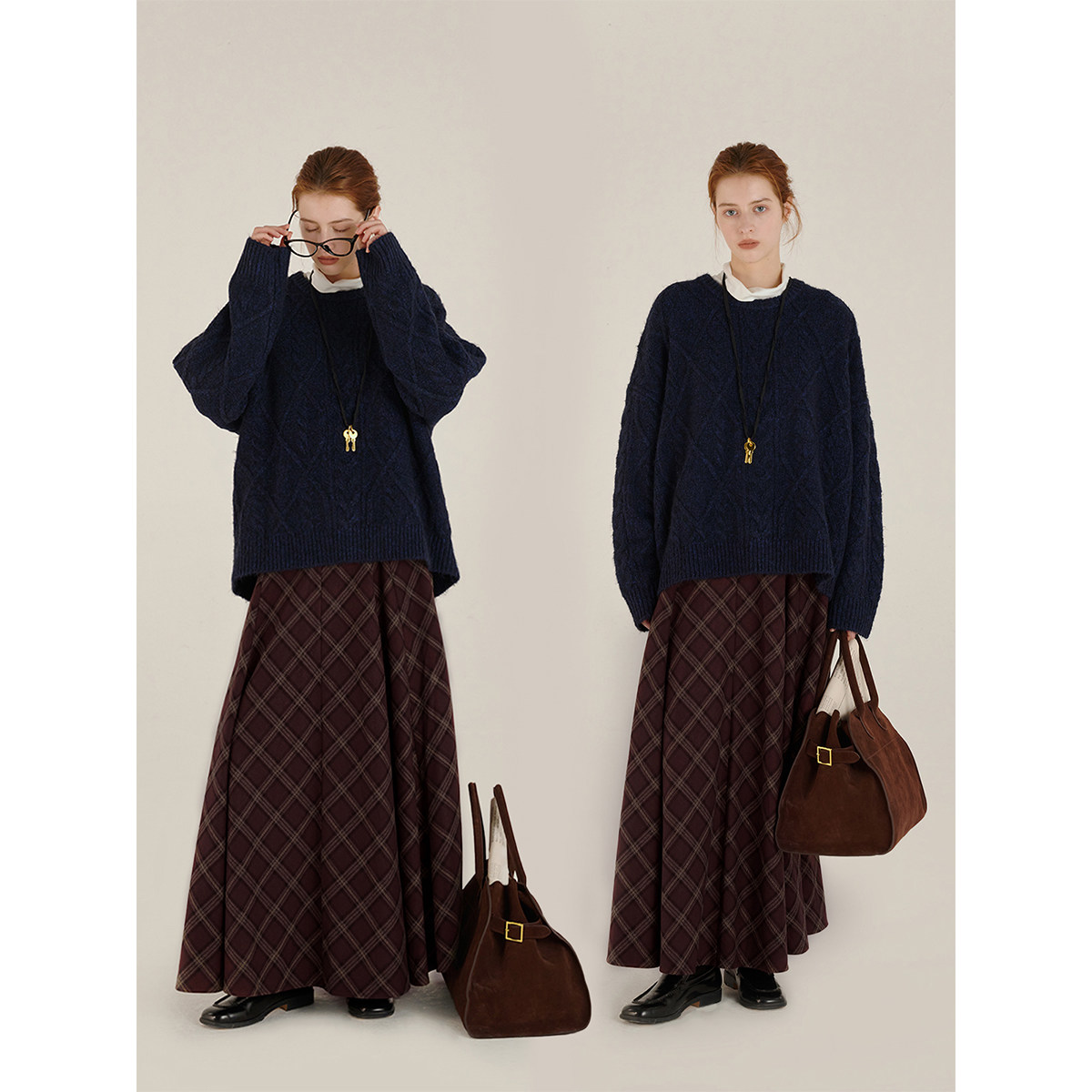 Sayhitotomato经典麻花圆领宽松柔软舒服慵懒秋冬季复古针织毛衣