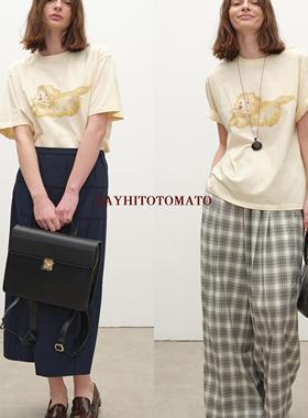 Sayhitotomato原创印花“潦草小狗”宽松基础款百搭T全棉短袖T恤