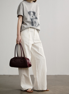 Sayhitotomato【空氧自然】cleanfit基础宽松肌理棉感直筒长裤