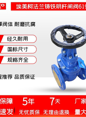 正品埃美柯Z41T-16铸铁法兰明杆闸阀蓝色自来水消防管水气阀6196B