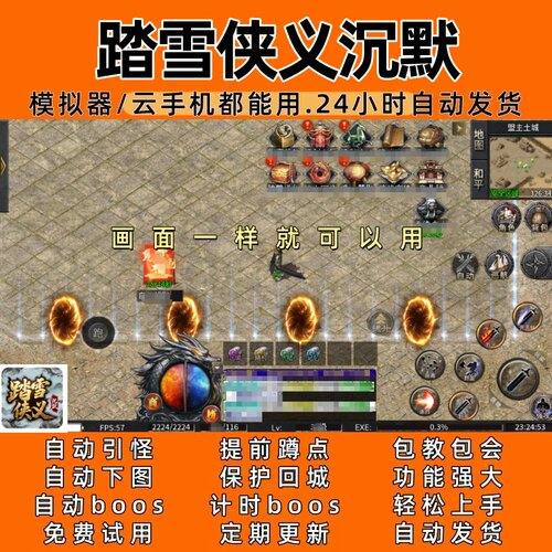 踏雪侠义沉默(996)传奇脚本8 自动下图 自动bos 24小时自动发货