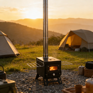 小型柴火炉户外钓鱼取暖设备野炊炉野外取暖帐篷炉无烟折叠炉