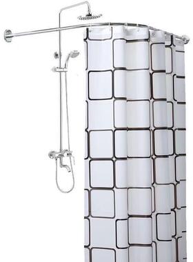 浴半室弧形浴帘免打孔l形u型伸缩浴杆不锈钢扇形浴杆淋杆晾衣杆