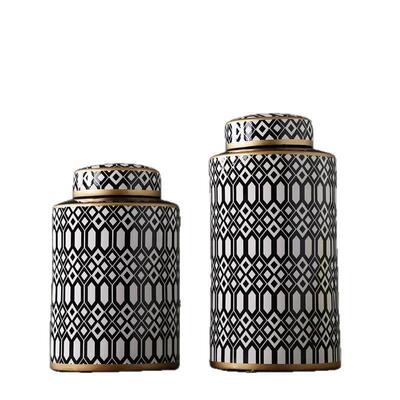 饰厂家直销现陶代简约黑白GCY瓷花瓶客摆厅酒柜件家居摆设装品陶