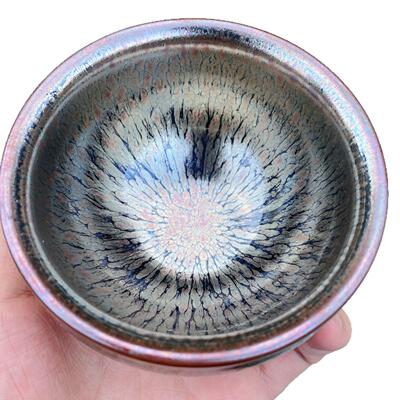 建阳建盏金百花将军杯品茗陶瓷茶具原矿紫金百花单杯茶杯铁胎茶盏
