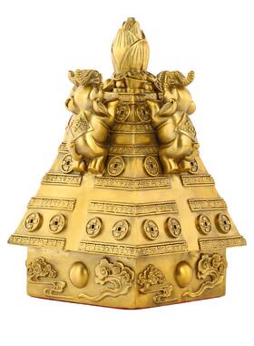 黄铜财象高升摆件四铜办象家生财摆件大象342吉象居公室桌面装饰