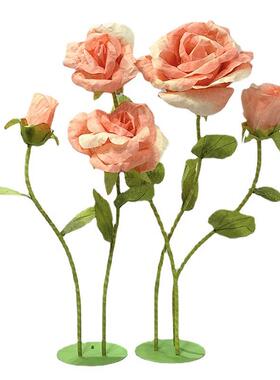 仿真大型纸花巨型纸艺花橱窗美陈装商场景布置手工红场色玫bj5636