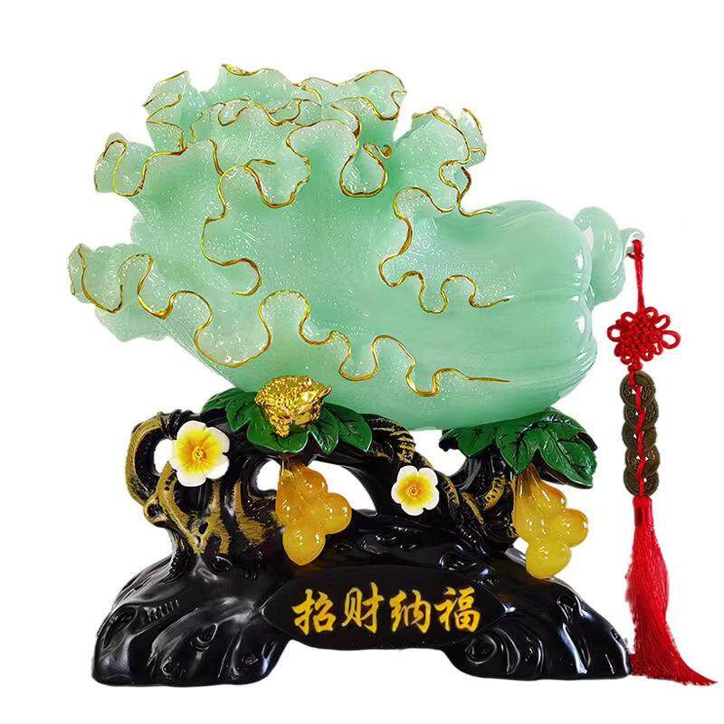 工厂招财福金边玉白菜开业艺摆件客厅玄纳桌酒柜装饰招财纳福工礼