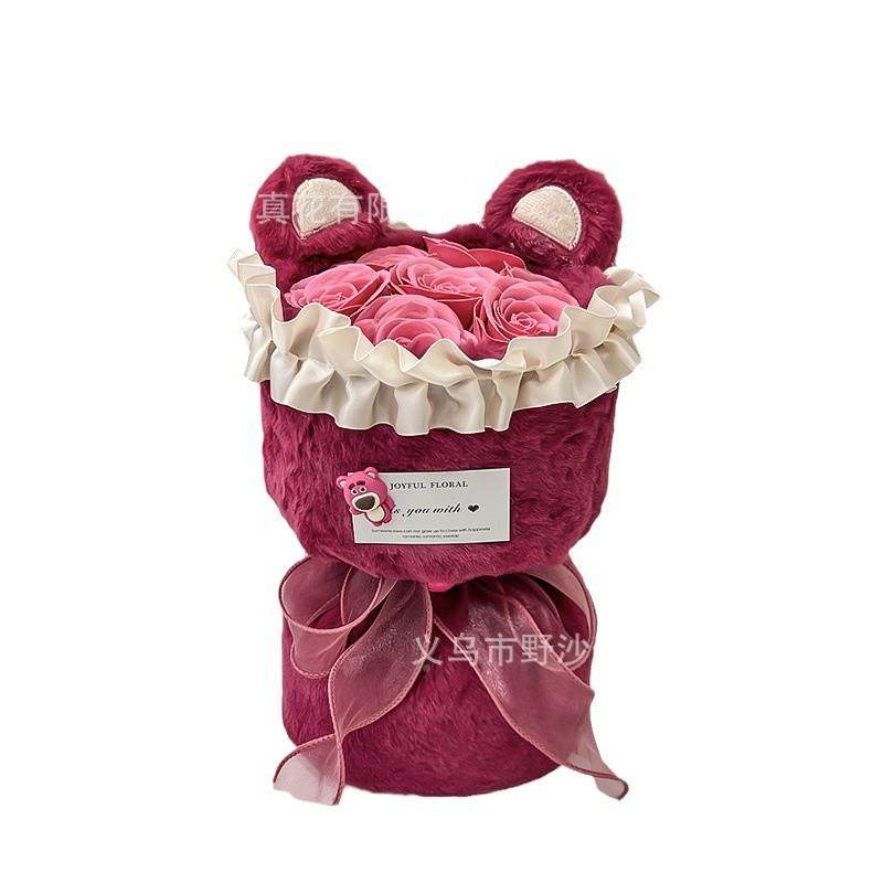 新款抱抱桶草熊莓物香皂花束520情人节创表意生日礼送xzh009女友,家居饰品,餐桌花艺,淘宝优惠券,粉丝福利购,淘宝优惠卷