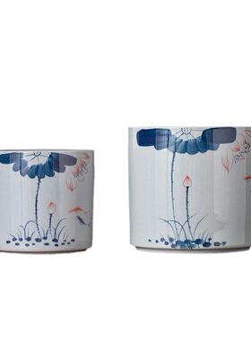 防风烟缸带盖陶瓷手绘创用复古中3265659式灰客厅轻奢办家公室意