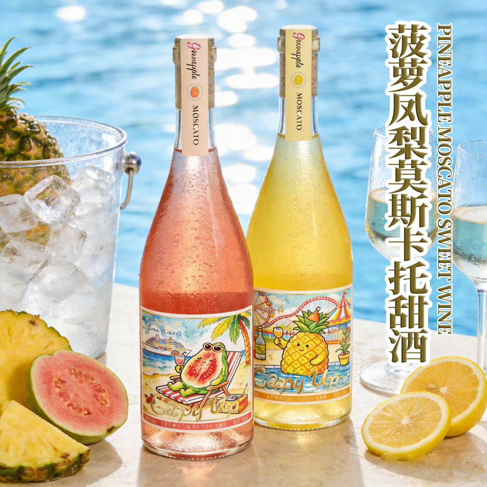 果酒菠萝芭乐莫斯卡托葡萄酒8度女生微醺高颜值聚会低度甜酒卡皮