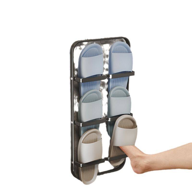 拖鞋架卫生间门后壁挂式沥水鞋架玄关浴室墙上多层鞋子收纳置物架