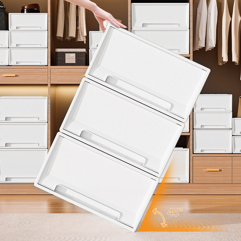 渝发衣柜收纳箱抽屉式塑料衣服衣物内衣收纳盒桌面储物箱PP材质