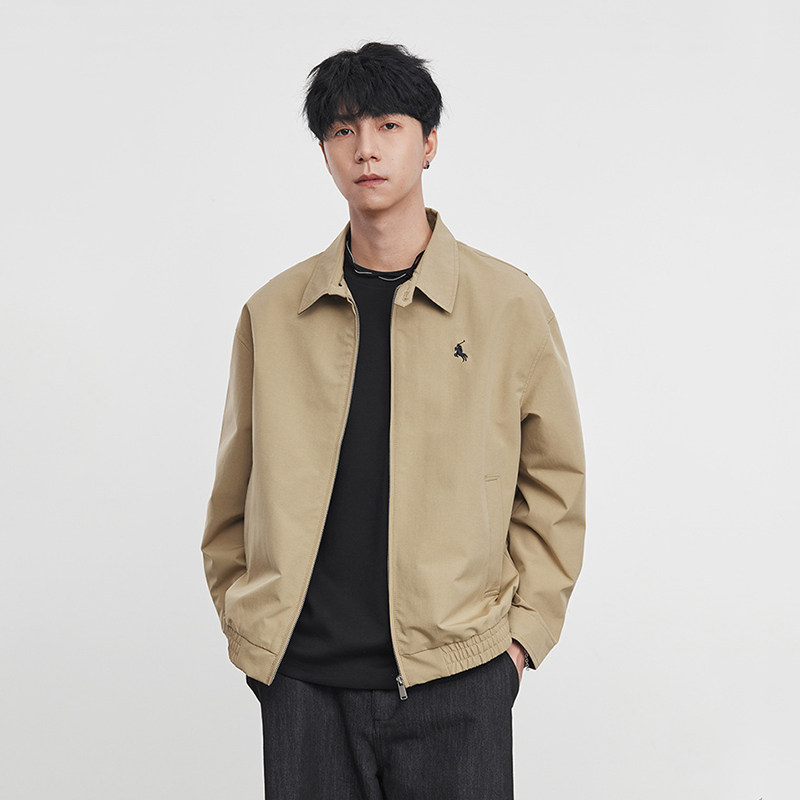 风魄商场同款男夹克2025春装新款翻领外套休闲卡其色经典上衣百搭
