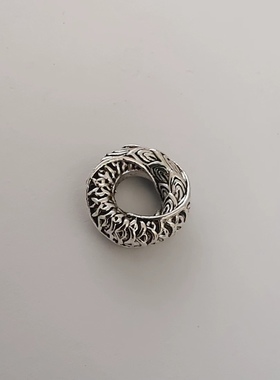 古法银中国风复古3D龙鳞凤羽纹圆环跑环连接文玩挂件diy合金配件