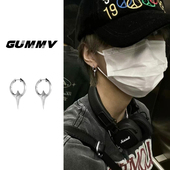 设计中性耳圈耳饰男生银色独特个性 男式 耳扣 高级耳钉美式 耳环男士