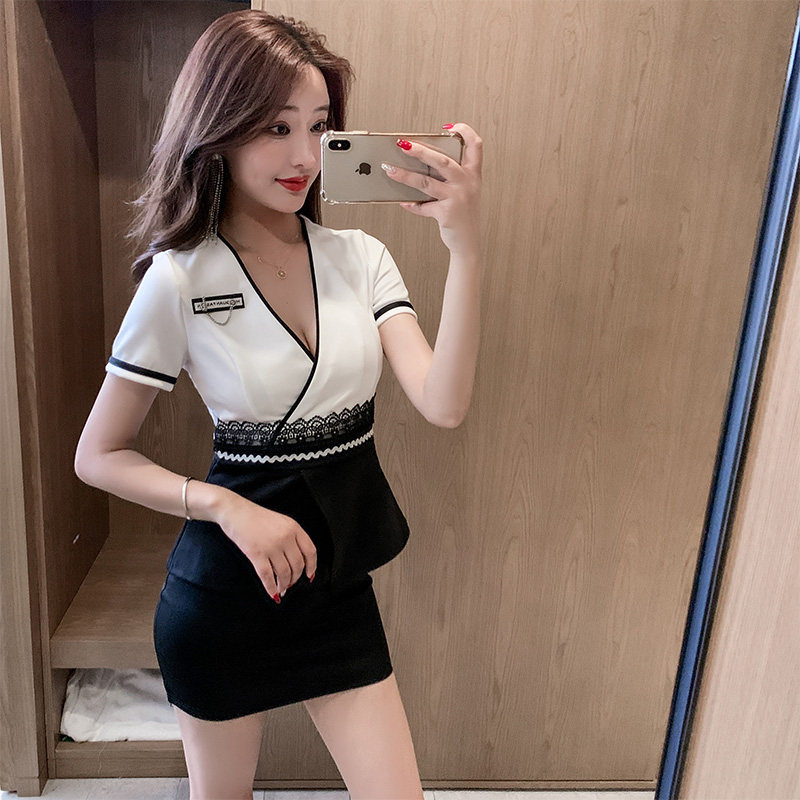足疗店足浴技师工作服气质显瘦美容院spa养生馆洗浴按摩套装裙子