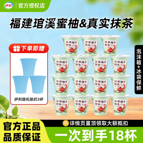 伊利畅轻抹茶柚子酪乳100g/杯代餐酸奶清爽好吃下午茶到手共18杯