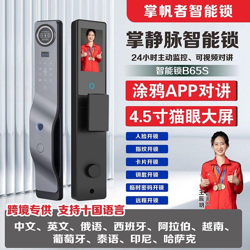 掌帆者3D人脸识别智能锁入户门指纹锁办公室门刷卡密码锁B65F