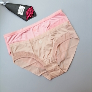 韩单肤色粉色无痕速干内裤 中腰凉感顺滑运动瑜珈健身