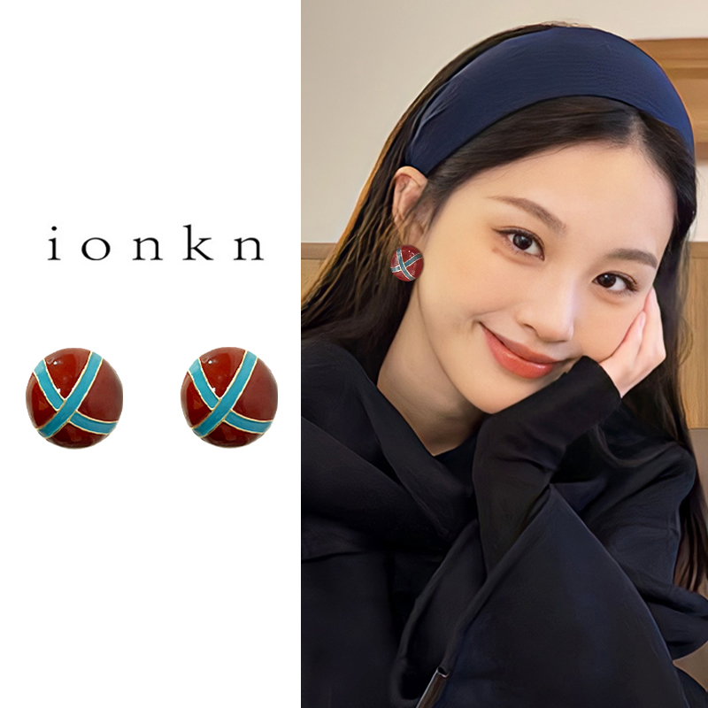 高级感复古撞色蚊香盘耳夹女