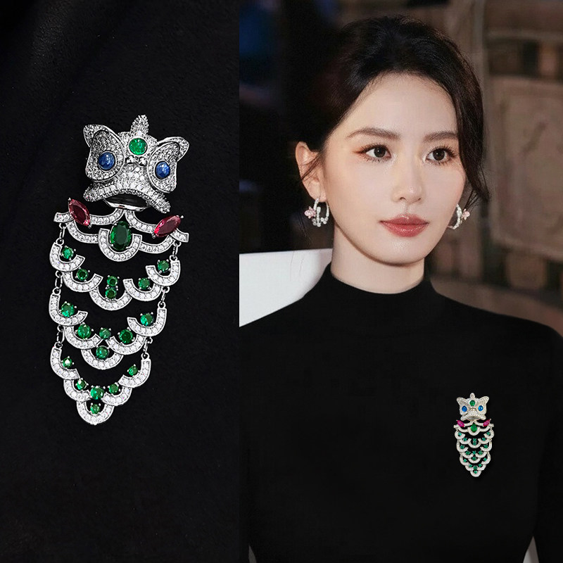 国风醒狮葫芦胸针高档女奢华气质胸花小众设计感衣服别针时尚配饰