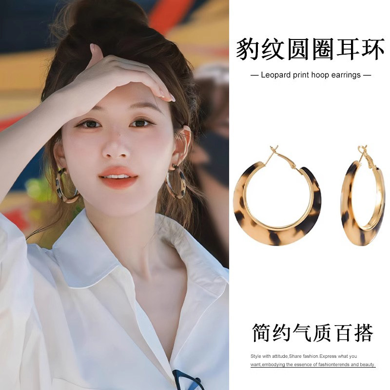 夸张豹纹圈圈耳环女2026新款爆款高级感耳圈绝美独特秋冬复古耳饰,饰品/流行首饰/时尚饰品新,耳环,淘宝优惠券,粉丝福利购,淘宝优惠卷