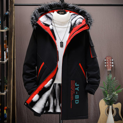 羽绒服男中长款冬季2025年新款青年潮流派克棉服男装加绒加厚外套