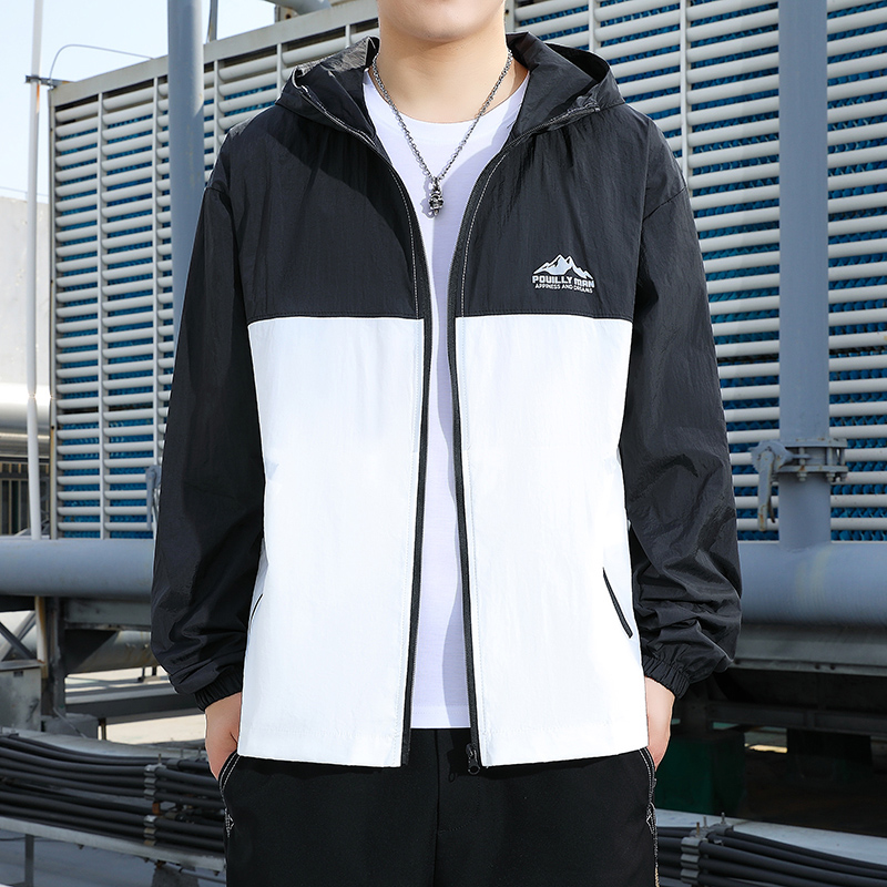 潮牌撞色拼接防晒衣外套男士夏季潮流轻薄款户外钓鱼皮肤防晒衣男
