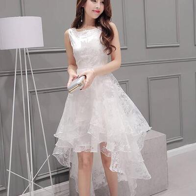 Summer new organza puffy swallowtail dress sleeveless big sw