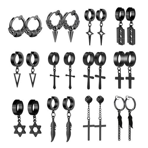 1Pair Fashion Cross Pendant Ear Clip Non Piercing Earrings F