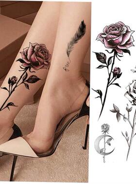Womens Fashion Flower Temporary Tattoos Sticker Fake Rose