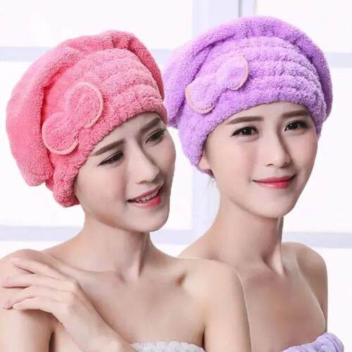 Shower Cap Women Hair Microfibre Quick Drying Bath Spa Bow