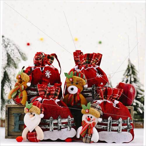 Christmas linen Apple Bag Creative Snowman gift bag礼物袋