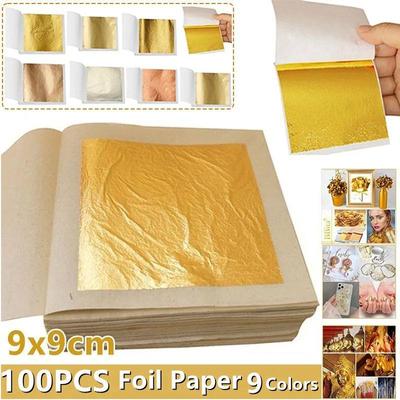 100PCS Imitation Gold Silver Foil Paper Leaf Gilding For DIY