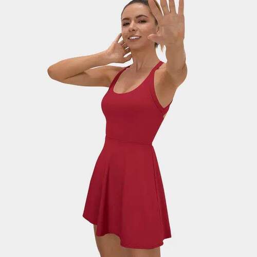 Sexy womens backless sports dress short skirt built-in
