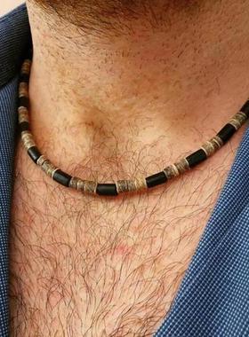 Summer necklace for men夏日沙滩椰壳项链男士简约不锈钢配饰