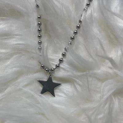 Titanium Steel Star Pendant Necklace for Men Women Y2K Hip H