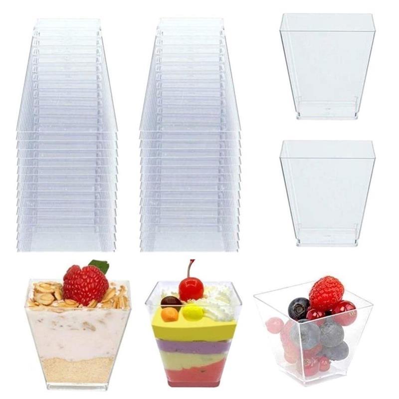 25/50/100 pcs 60ML Disposable Plastic Dessert Cup Portion Tr