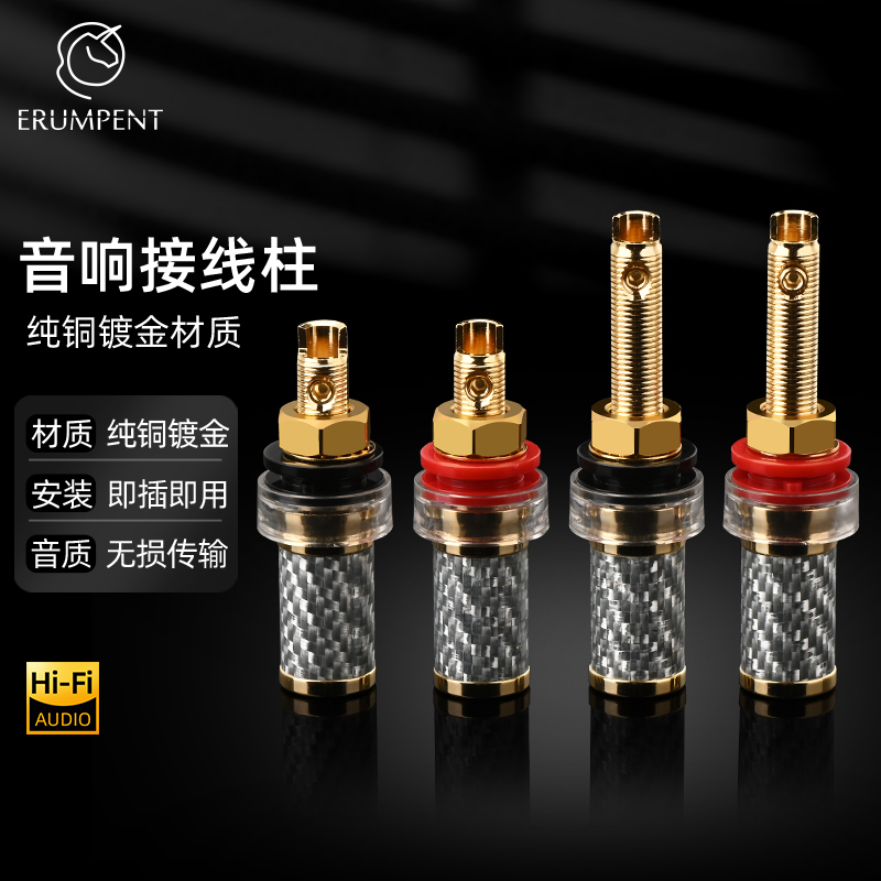 Erumpent碳纤维镀金音响接线柱