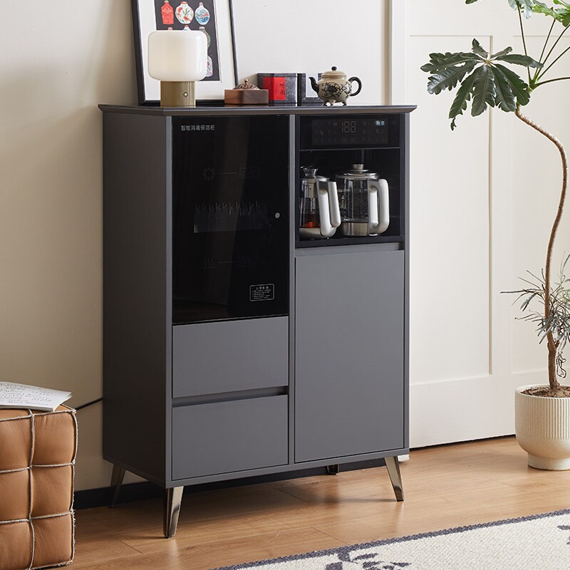 2024新款家用茶吧机柜子一体柜全实木现代轻奢消毒餐边柜一体自动