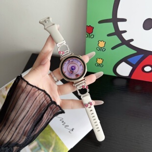 适用OPPOwatchx2MINI表带手表凯蒂猫拼硅胶亲肤新款女款夏天替换