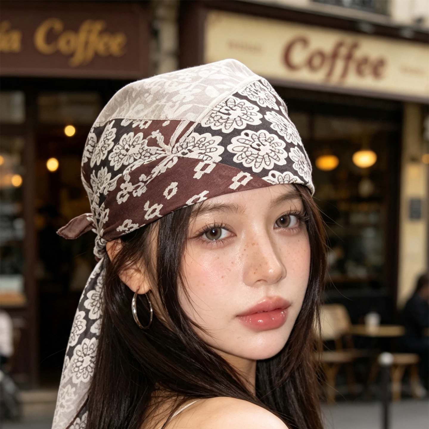 美式复古街头辣妹包头巾女款春秋时时尚洋气巾多功能发带丝巾配饰