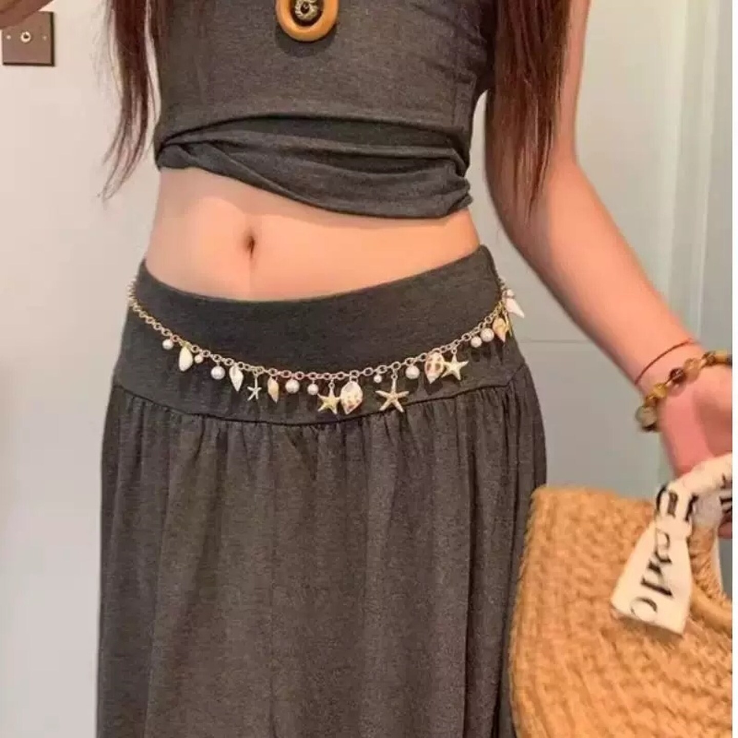 波西米亚仿海星贝壳珍珠腰链身体链女海边度假项链连衣裙腰带配饰