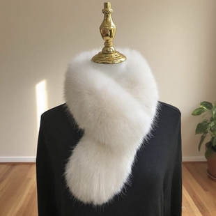 仿狐狸毛围巾磁吸双面毛仿皮草女冬季保暖时尚毛毛围脖吸铁石毛领