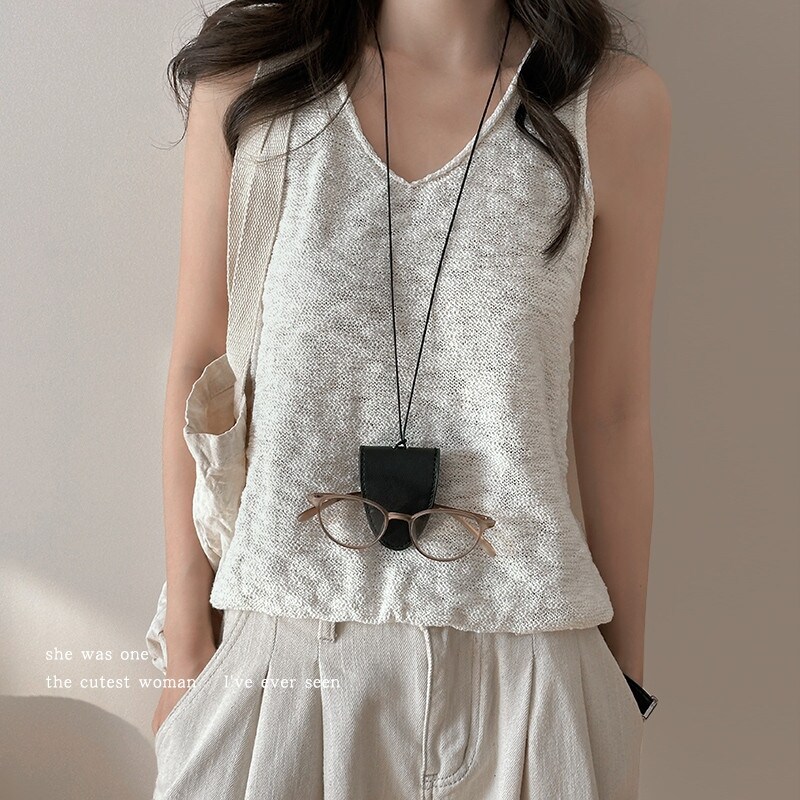 韩版皮质项链眼镜挂链墨镜挂绳长款毛衣链磁吸钥匙链挂脖配饰品女